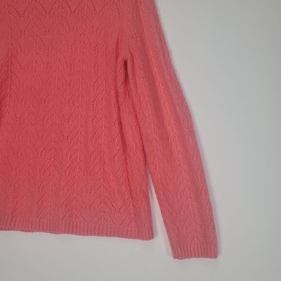 TALBOTS Womens Pointelle Sweater SZ XL Open‎ Knit Pink Pullover Long Sleeves - Picture 6 of 10